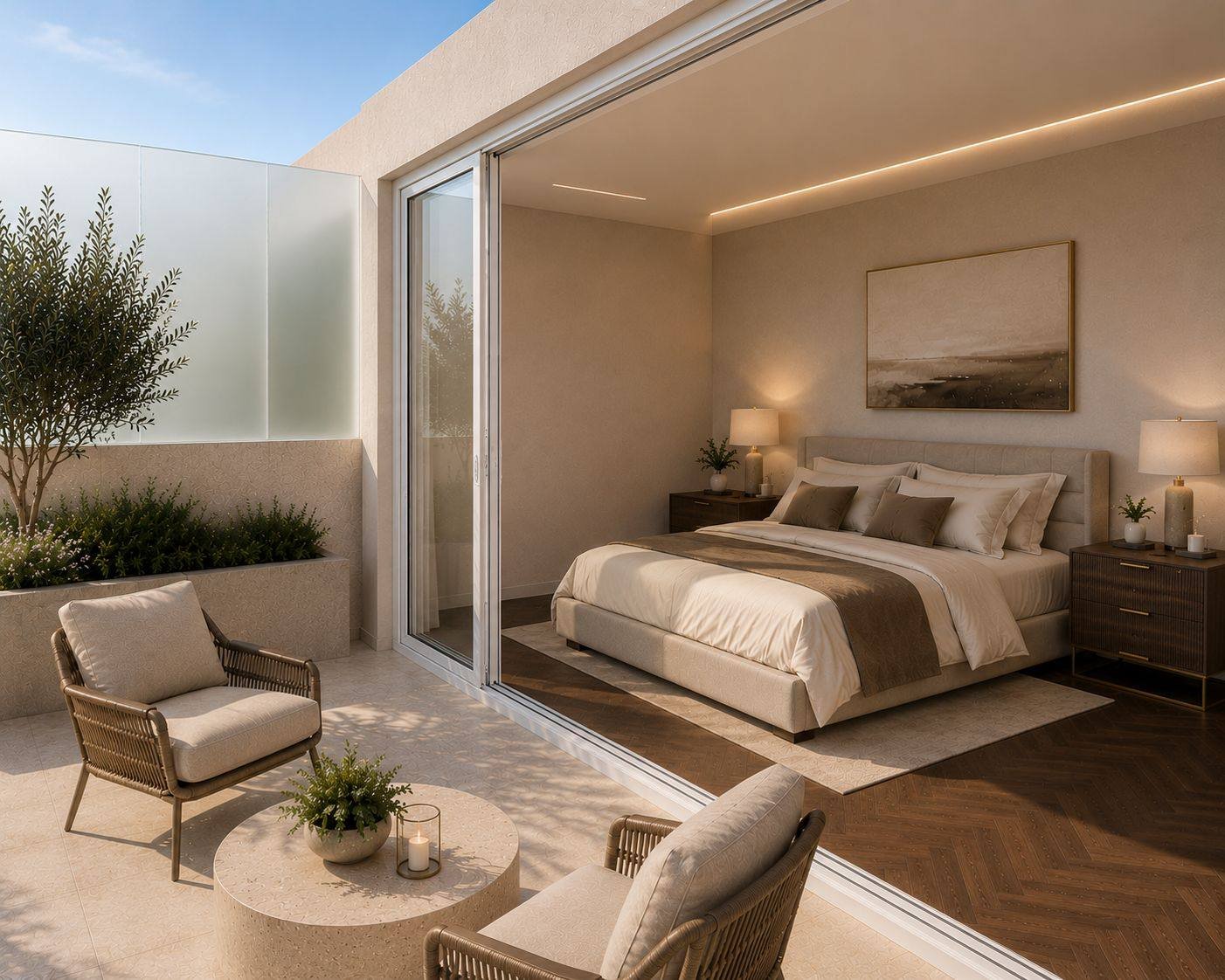Bedroom opening to terrace