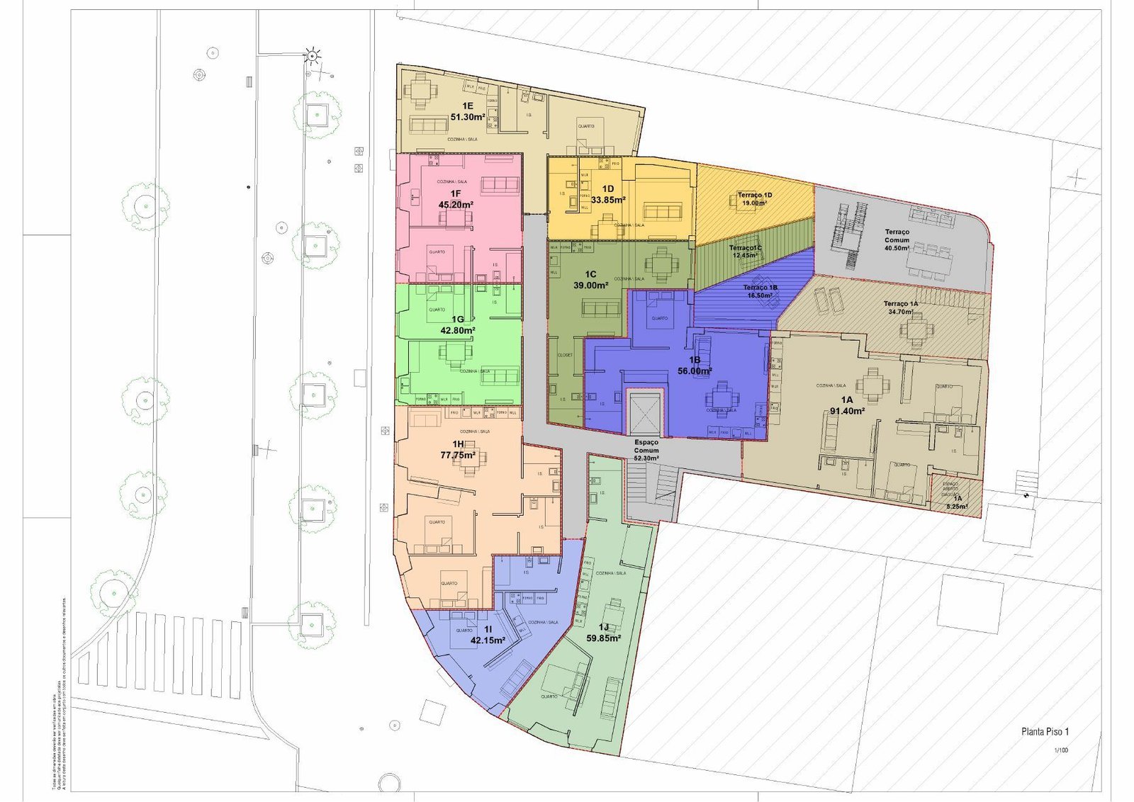 Floor 2 · 7 apartments, 2A–2G